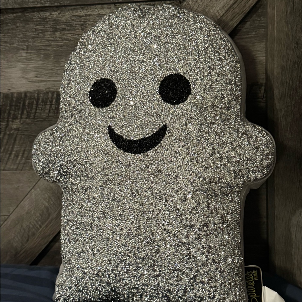 Glittering Silver Ghost Pillow